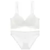 Conjunto de Sujetador de Encaje Dulce para Mujeres con Senos Pequeños, Push-up, Adelgazante, Soporte Lateral, Anticaída, (Hueco/Transparente), Transpirable