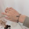 Pulseira Vintage de Prata S925 com Urso e Estrela Dongdaemun Coreano para Mulheres Colar Cartoon Japonês e Coreano Prata Tailandesa Estilo Vintage Tendência