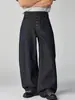 Roupas Masculinas Fengshe / Jeans de Primavera com Cinco Botões, Resistentes, de Perna Larga, Corte Curvo, Não Desbota, Cor Original, Verão Fino Tencel