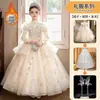 Vestido de Malha Longo com Bordado Pesado para Meninas, Outono Inverno, para Performance de Piano, Banquete, Princesa