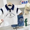 Camisa Polo de Manga Corta para Niños 2025 Estilo Coreano Verano Dibujos Animados Bebé Estilo Occidental Niños Medianos y Grandes Top Lapp Camiseta Polo