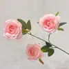 Rosa Simulado Ramo Único 3 Rosas Flores de Seda Presente de Dia dos Namorados Flores de Casamento Decoração de Casa Material de Rosa