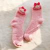 Calcetines tubulares acolchados de forro polar de coral con cabeza tridimensional de dibujos animados lindos, para otoño e invierno, para el hogar, el dormitorio, cálidos para el piso