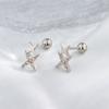 Pendientes de estrella de diamante con hebilla giratoria y tornillo, moda femenina japonesa y coreana, pendientes de estrella de cinco puntas brillantes, pendientes esenciales para perforación de orejas