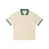 Camisa Polo Casual de Punto Plano Jacquard Color-Block Cuello Suelto Moderna de Manga Corta Estilo Unisex Versátil