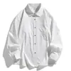 Camisa de Manga Larga Sencilla Lisa Japonesa para Hombre Holgada Primavera Otoño Casual Versátil Camisa Chaqueta Elegante Modelo Temporada