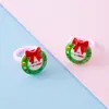 Sinos de Rena de Resina de Natal, Árvore de Natal, Boneco de Neve, Chapéu de Papai Noel, Meias, Argolas Abertas, Acessórios de Mão Atacado