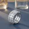 Joyería Hip-Hop Estilo Europeo y Americano Juego de Anillos de Plata S925 Color D Moissanita Vvs Anillo de Boda Personalizado Personalización en Pequeñas Cantidades