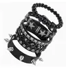 Pulseira de Aço Inoxidável Europeia e Americana Venda Quente Transfronteiriça Pulseira Punk com Rebites para Homem Estilo Gótico Personalidade Hip Hop Moda Pulseira Multicamadas