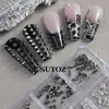 Joyería para Uñas Nueva Transfronteriza Estilo Punk Oscuro Ins Remache de Fondo Puntiagudo Gris Negro Joyería para Uñas de Tamaño Mixto