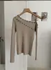Suéter de Punto KEKEZOON con Cuello Retorcido de Doble Botonadura para Mujer 2026 Nuevo Estilo Puro Deseo Principios de Otoño Camiseta Básica 8976