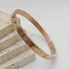 Pulsera de Acero de Titanio con Incrustaciones de Diamantes para Mujer con Patrón de la Gran Muralla, Pulsera Abierta Elegante de Alta Gama, Joyería que No se Desvanece al por Mayor
