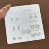 Set Semanal de Pendientes de Nicho Estilo Coreano, Pendientes Lindos y Compactos de Aleación Electroplateada con Pedrería, Venta al por Mayor
