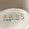 Pendientes coreanos de estrella de circón de nicho azul y morado, Pendientes frescos dinámicos de primavera y verano para mujer, Pendientes únicos y hermosos