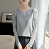 Top de Punto de Manga Larga con Textura Estilo Coreano para Mujer Otoño/Invierno Estilo Perezoso Holgado Capa Base Interior Cepillada