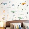 Br0831E Mundo Subaquático de Desenho Animado Baleia Fofa Adesivo de Parede Autoadesivo Decoração de Quarto Infantil Quarto Casa Adesivo