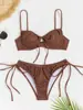 2024 Aliexpress Amazon Traje de baño de dos piezas para mujer europeo y americano Bikini con estampado en relieve Push-up de acero 1660W