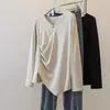 Otoño 2026 Nuevo Camiseta de Manga Larga Holgada Talla Grande para Mujer Top Irregular Base Gruesa