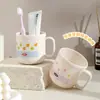 Taza linda para enjuague bucal, taza para cepillarse los dientes, taza de pareja, soporte para cepillos de dientes, taza para cepillo de dientes anti-moho