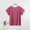 Top de algodón y seda de manga corta para mujer, verano, holgado, estilo coreano, versátil, casual, color liso, manga murciélago, talla grande, camiseta de rayón