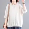 Camiseta básica de algodão e linho 130g, corte solto. Estampa termocolante impressa, estilo regular, outro China