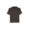 Camiseta de Manga Corta Elástica de Verano 2026, Cuello Medio Alto Suave, Ajustada, Corta, de Manga Media, para Uso Diario, Viajes, Transmisiones en Vivo y Distribución