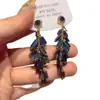 Nuevos Pendientes de Espiga de Trigo de Cristal de Petardo de Aguja Plateada Estilo Chino para Mujer, Pendientes Personalizados Estilo Étnico Retro, Pendientes de Nicho con Sentido del Diseño