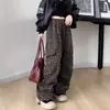 Pantalones de Niña 2026 Primavera y Otoño Nuevo Estampado de Leopardo Pantalones Cargo para Niños Pantalones Anchos Sueltos Estilosos para Niños Mayores Modernos