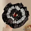 Scrunchie de rede colorido e oversized com alta elasticidade e alto apelo estético, acessório de cabelo multicamadas estilo francês
