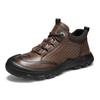 Sapatos de Couro Masculino Outono Novo Estilo Couro Genuíno Outdoor Solado Grosso Bico Redondo Antiderrapante Cadarço Couro Bovino de Primeira Camada Sapatos Masculinos Sapatos de Trabalho Versátil