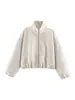 Ropa de mujer de moda para comercio exterior transfronterizo en Amazon 2026 chaqueta casual de manga larga de tres colores, cuello alto con cremallera, corta, holgada