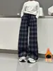 Pantalones de franela a cuadros de pierna ancha para niñas, estilo nuevo Otoño/Invierno para niños medianos y grandes, estilo coreano, sueltos, con caída, casuales, sudadera, engrosados, cálidos