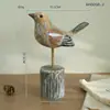 Adornos de Pájaros de Madera Maciza Estilo Mediterráneo con Base de Tocón, Decoraciones Creativas para el Hogar, Manualidades de Escritorio, Venta al por Mayor