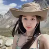 Sombrero para el Sol con Protección Solar, Sombrero para Pesca y Senderismo al Aire Libre, Sombrero de Vaquero Occidental, Sombrero de Pescador con Cordón para Mujer, Ala Ancha para Vacaciones de Verano para Hombre