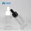 Botella cosmética transparente de 30 ml con gotero, botella cuadrada plana para esencia para el cuidado de la piel, botella para aceite esencial de lavanda