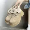 Botas Martin retro europeas de dos vías con tapa abatible para mujer, gamuza de vaca, suela gruesa, aumento interior de altura, botines cortos para mujer, zapatos de senderismo para exteriores