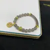 Pulsera de Ágata Gris Natural, Pulsera Media de Calcedonia Púrpura Ahumada, Nuevo Fabricante de Joyería Estilo Chino Venta al por Mayor Transmisión en Vivo Bienestar de Celebridades de Internet