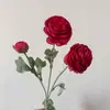 Ramo de Flores Artificiales de Loto y Peonía Aterciopeladas de Alta Calidad Decoración de Exhibición para Ventana de Sala de Estar en Casa Flor Artificial de Simulación