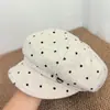 2026 nuevo sombrero octagonal literario de lunares estilo japonés para mujer, otoño e invierno, sombrero de pintor retro casual versátil de ala suave al por mayor