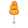 Porta credencial retráctil con forma de calabaza, para aduanas transfronterizas, cordón para gafete de acrílico, gafete de enfermera para Acción de Gracias, diseño anti-pérdida