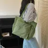 Bolsa tote de lona grande e simples, estilo casual, para mulheres, bolsa de ombro versátil para o dia a dia, bolsa grande xadrez para estudantes