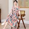 Vestido de Algodão e Seda de Alta Qualidade Novo de Verão Feminino Elegante Elegante Moda Mãe Roupa Externa Vestido de Festa de Férias de Alta Qualidade