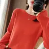 Camiseta base de punto de algodón puro para mujer, cuello redondo con borde enrollado, manga larga, corte holgado, top interior versátil para mujer, Primavera 2026