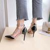 Zapatos de Tacón Alto de Aguja con Remaches de Moda para Mujer 2025 Nuevas Sandalias de Punta con Hebilla y Tira Sexy