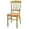 Silla Castillo con Respaldo Redondo Metálico Lacado, Tapicería de Cuero, Silla con Bandeja para Adultos, Silla de Hotel, Lujo Ligero