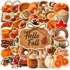50 peças de adesivos realistas com tema de outono para uso transfronteiriço, incluindo designs de abóbora, café e comida, adequados para scrapbooking e journaling; atacado de adesivos decorativos à prova d'água para vendas transfronteiriças