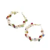 Pendientes de Aro Grandes con Bloques de Color y Cuentas para Mujer, Lujo Ligero, Gama Alta, Modernos, Pendientes Exagerados, Elegantes, Únicos, Atmosféricos, Accesorios de Oreja Versátiles