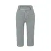 Pantalones cropped de cuadros estilo europeo y americano para mujer, pantalones casuales rectos de verano, pantalones skinny cigarette elásticos ajustados
