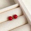 Colar de Pérolas de Vidro Vermelho Ankesela Brincos Femininos Estilo Retrô de Hong Kong Moda de Nicho Conjunto de Joias de Alto Nível