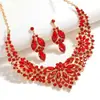 Set de Joyería Nupcial Colorido Europeo y Americano Transfronterizo Collar Pendientes Dos Piezas Diseño de Joyería para Banquete de Bodas para Mujeres